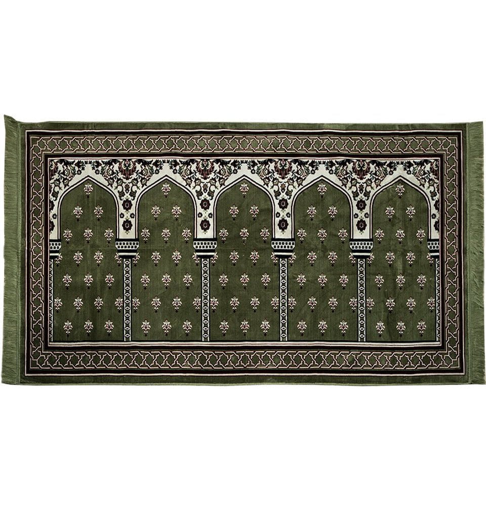 Modefa Prayer Rug 5 Person Green Wide 5 Person Masjid Islamic Prayer Rug - Mihrab Green