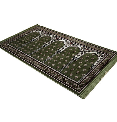 Modefa Prayer Rug 5 Person Green Wide 5 Person Masjid Islamic Prayer Rug - Mihrab Green