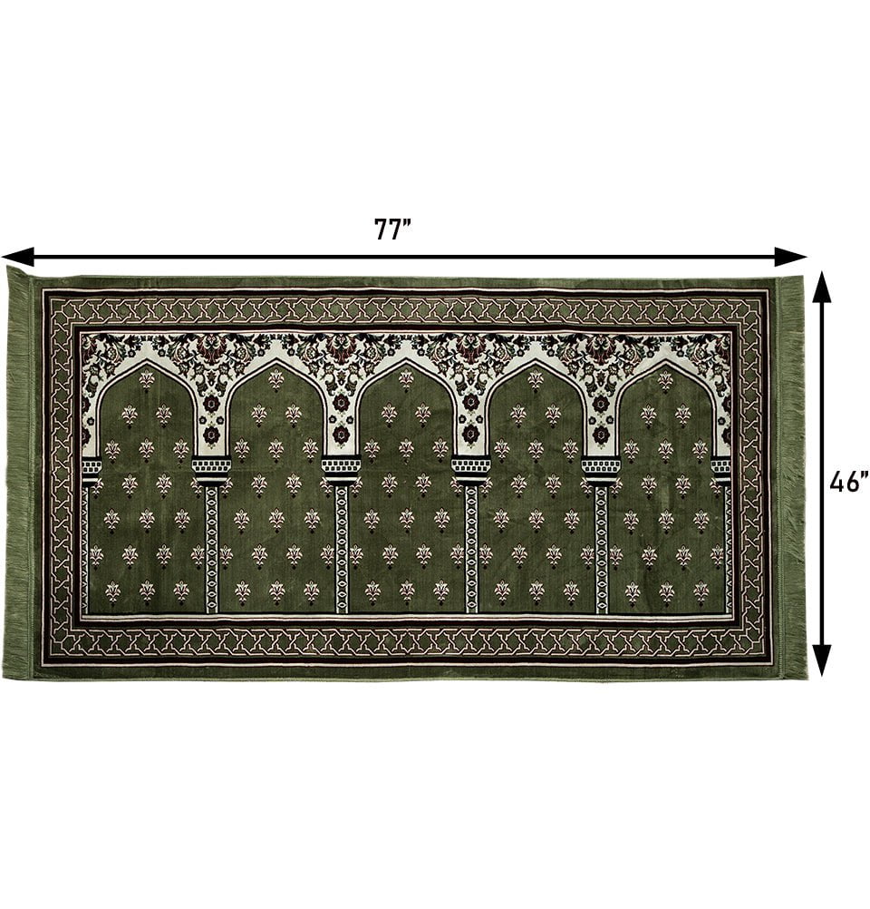 Modefa Prayer Rug 5 Person Green Wide 5 Person Masjid Islamic Prayer Rug - Mihrab Green