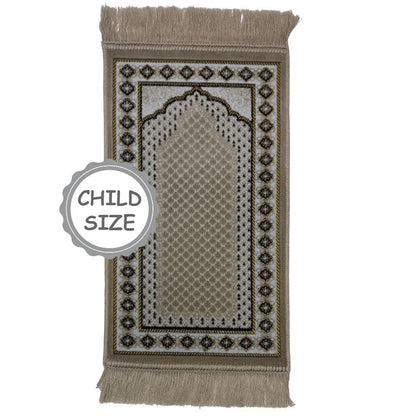 Modefa Prayer Rug Beige Child Velvet Islamic Prayer Rug - Lattice Beige
