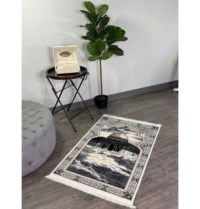 Modefa Prayer Rug Beige Erguvan Luxury Kilim Velvet Carpet Islamic Prayer Rug - Aqsa - Beige