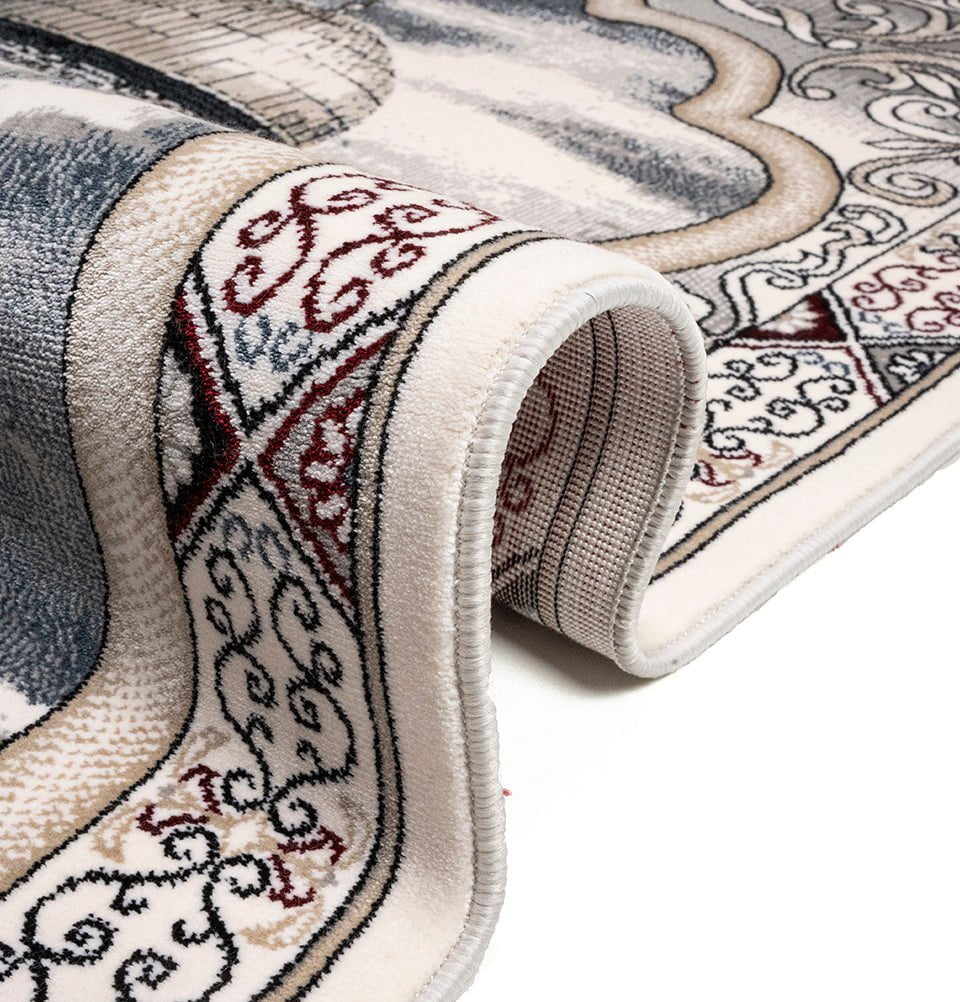 Modefa Prayer Rug Beige Erguvan Luxury Kilim Velvet Carpet Islamic Prayer Rug - Aqsa - Beige