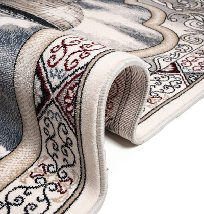 Modefa Prayer Rug Beige Erguvan Luxury Kilim Velvet Carpet Islamic Prayer Rug - Aqsa - Beige
