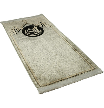 Modefa Prayer Rug Beige Velvet Islamic Child Prayer Rug - Crescent Mosque Beige