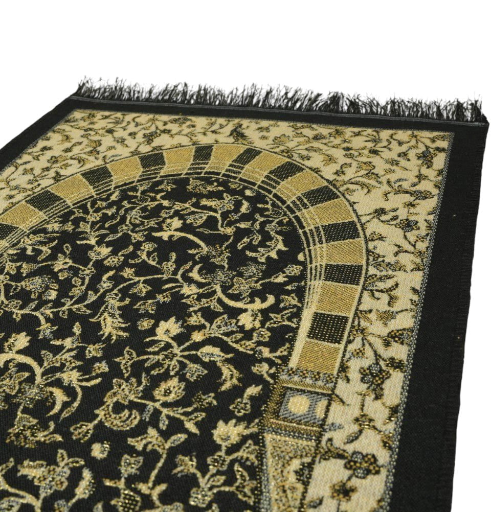 Modefa Prayer Rug Black Children's Cotton Woven Islamic Prayer Mat - Hira Garden Arch - Black