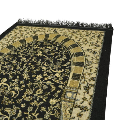 Modefa Prayer Rug Black Children's Cotton Woven Islamic Prayer Mat - Hira Garden Arch - Black