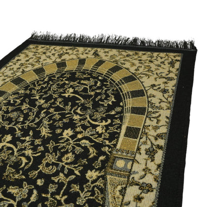 Modefa Prayer Rug Black Cotton Woven Child Islamic Prayer Mat - Garden Arch - Black