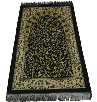 Modefa Prayer Rug Black Cotton Woven Child Islamic Prayer Mat - Garden Arch - Black