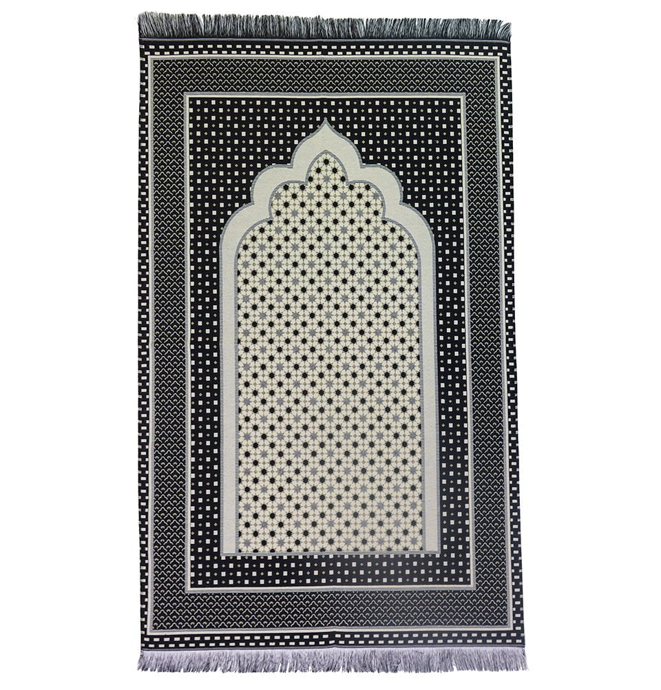 Modefa Prayer Rug Black Cotton Woven Islamic Prayer Mat Hira Diamond - Black