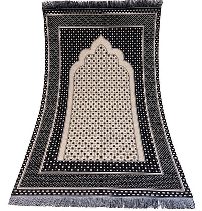 Modefa Prayer Rug Black Cotton Woven Islamic Prayer Mat Hira Diamond - Black