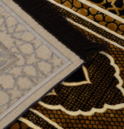 Modefa Prayer Rug Black & Gold Saray Plush Islamic Prayer Rug - Black & Gold