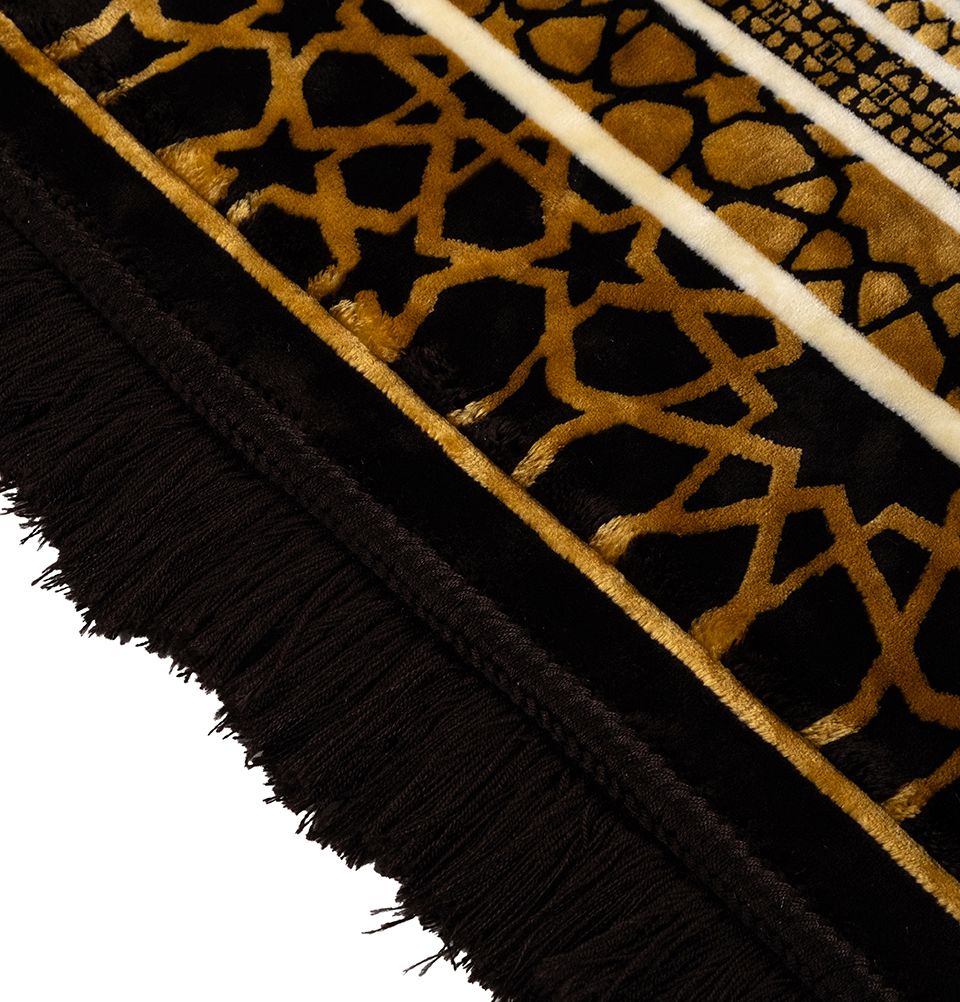 Modefa Prayer Rug Black & Gold Saray Plush Islamic Prayer Rug - Black & Gold