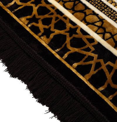 Modefa Prayer Rug Black & Gold Saray Plush Islamic Prayer Rug - Black & Gold