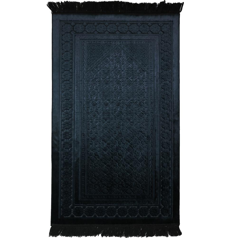 Modefa Prayer Rug Black Luxury Velvet Eid Mubarak Gift Bag Set - 5 Pieces with Prayer Rug - Black