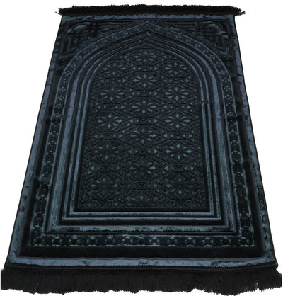 Modefa Prayer Rug Black Luxury Velvet Islamic Prayer Rug 5 Piece Ramadan Gift Set - Black