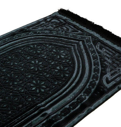 Modefa Prayer Rug Black Luxury Velvet Islamic Prayer Rug 5 Piece Ramadan Gift Set - Black