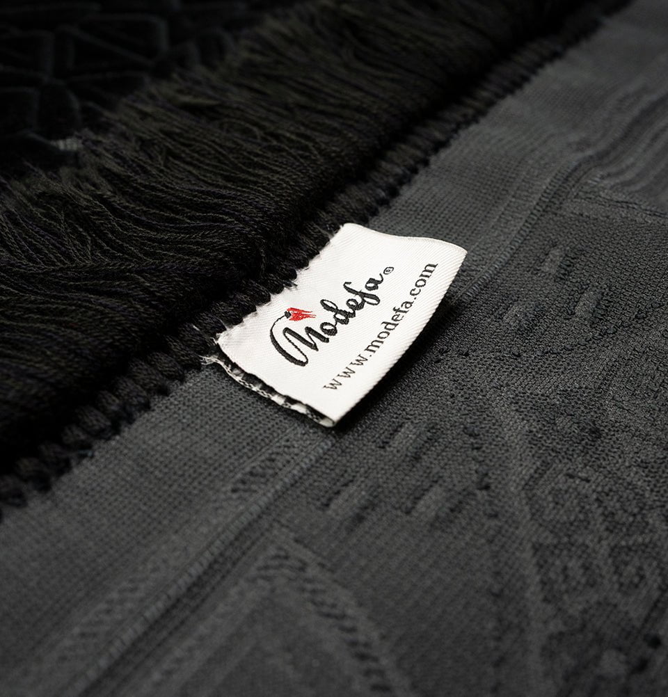 Modefa Prayer Rug Black Luxury Velvet Islamic Prayer Rug 5 Piece Ramadan Gift Set - Black