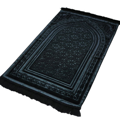 Modefa Prayer Rug Black Luxury Velvet Islamic Prayer Rug 5 Piece Ramadan Gift Set - Black