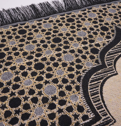 Modefa Prayer Rug Black Mini Cotton Woven Travel Islamic Prayer Rug - Mihrab Black
