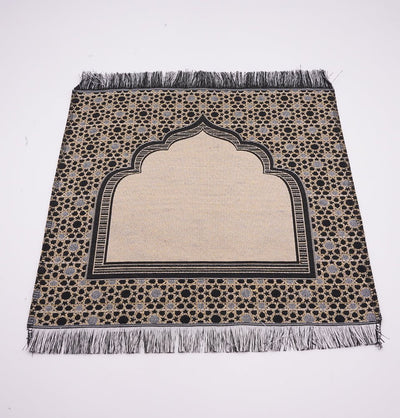Modefa Prayer Rug Black Mini Cotton Woven Travel Islamic Prayer Rug - Mihrab Black