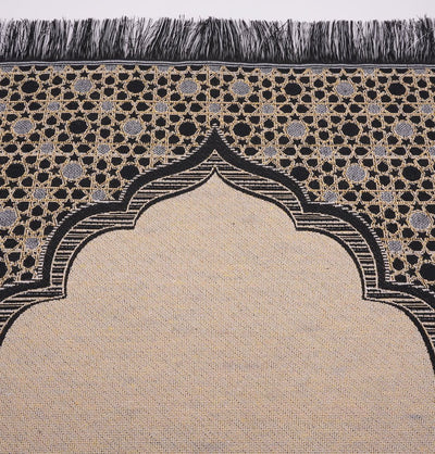 Modefa Prayer Rug Black Mini Cotton Woven Travel Islamic Prayer Rug - Mihrab Black