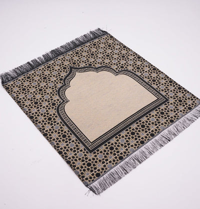Modefa Prayer Rug Black Mini Cotton Woven Travel Islamic Prayer Rug - Mihrab Black