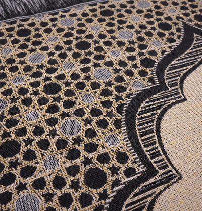 Modefa Prayer Rug Black Mini Cotton Woven Travel Islamic Prayer Rug - Mihrab Black