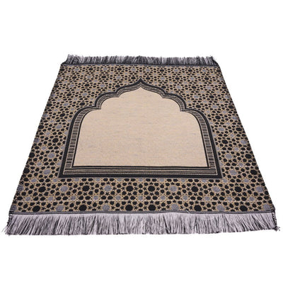 Modefa Prayer Rug Black Mini Cotton Woven Travel Islamic Prayer Rug - Mihrab Black