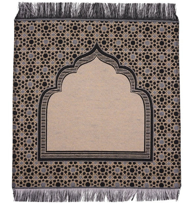 Modefa Prayer Rug Black Mini Cotton Woven Travel Islamic Prayer Rug - Mihrab Black