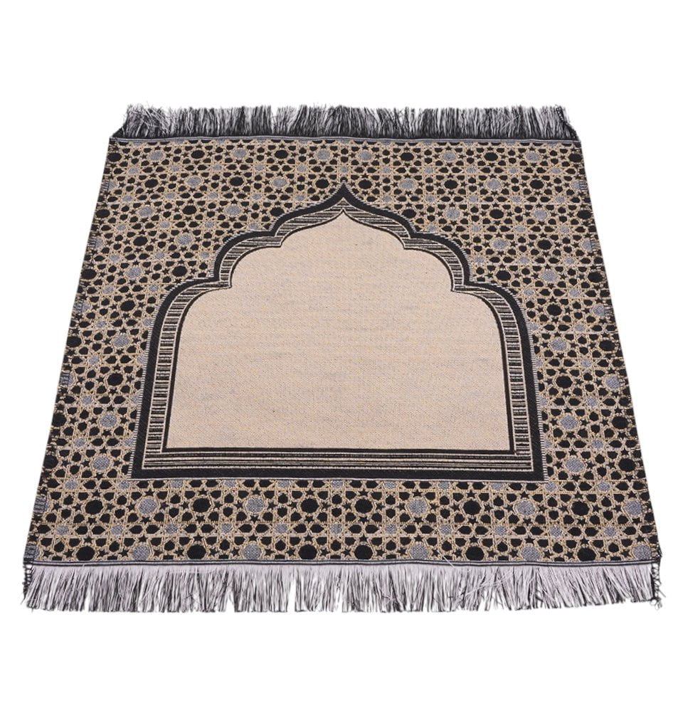 Modefa Prayer Rug Black Mini Cotton Woven Travel Islamic Prayer Rug - Mihrab Black