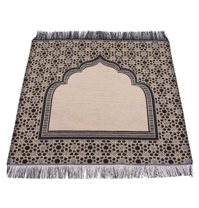 Modefa Prayer Rug Black Mini Cotton Woven Travel Islamic Prayer Rug - Mihrab Black