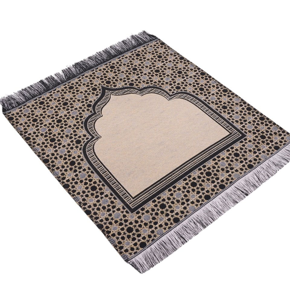 Modefa Prayer Rug Black Mini Cotton Woven Travel Islamic Prayer Rug - Mihrab Black