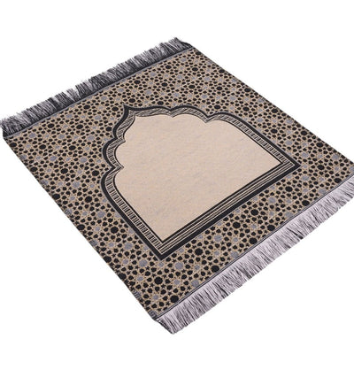 Modefa Prayer Rug Black Mini Cotton Woven Travel Islamic Prayer Rug - Mihrab Black