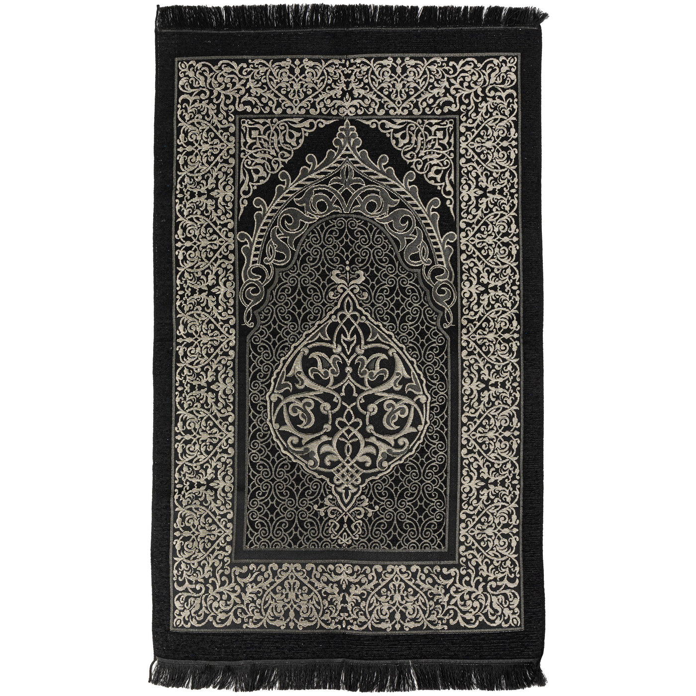 Modefa Prayer Rug Black Ramadan Lantern Cylinder Gift Box Set with Prayer Mat & Prayer Beads - Black