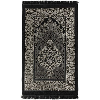Modefa Prayer Rug Black Ramadan Lantern Cylinder Gift Box Set with Prayer Mat & Prayer Beads - Black