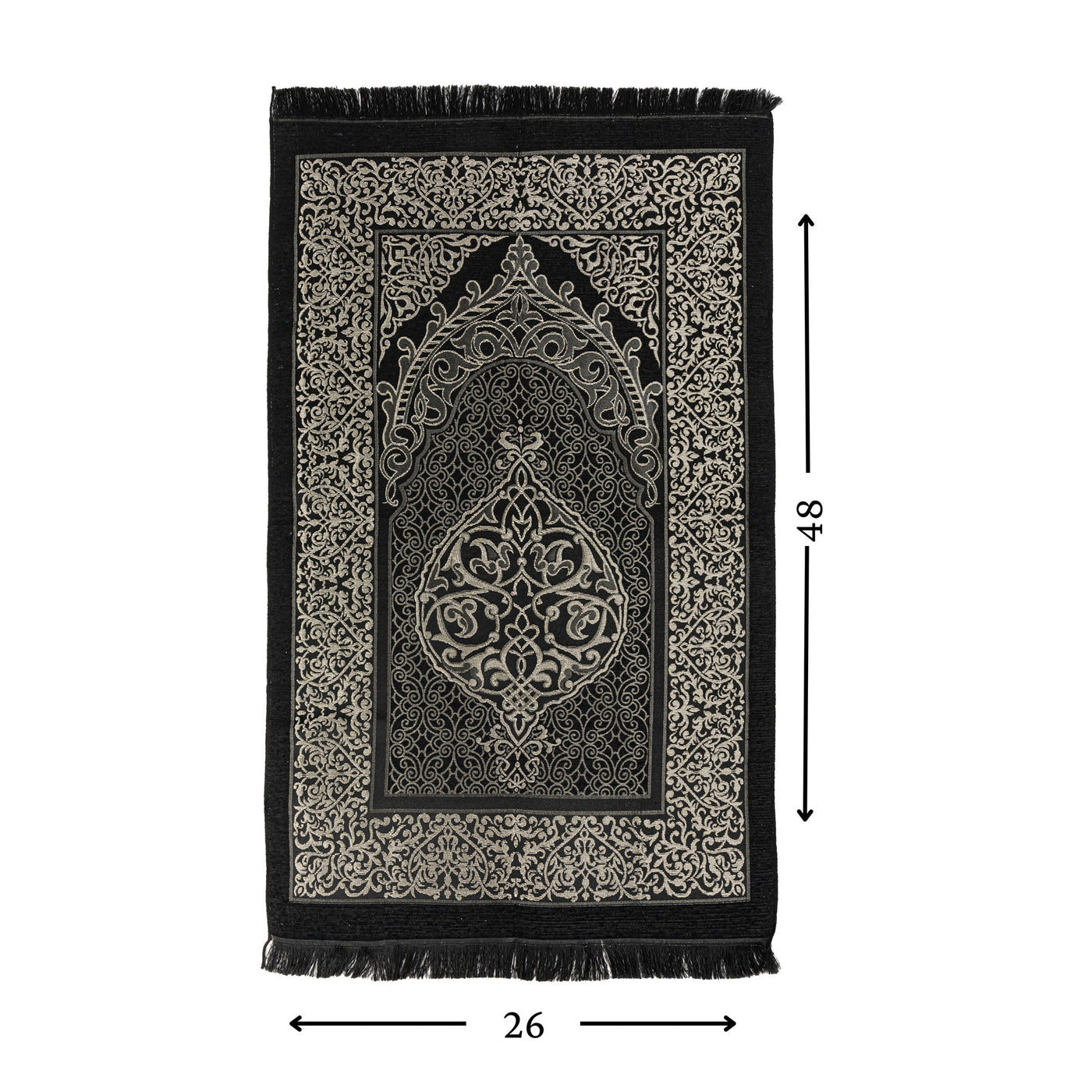 Modefa Prayer Rug Black Ramadan Lantern Cylinder Gift Box Set with Prayer Mat & Prayer Beads - Black
