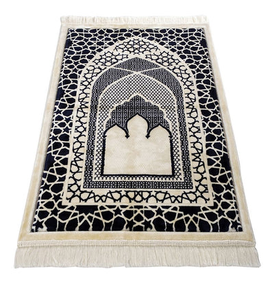 Modefa Prayer Rug Black Saray Plush Islamic Prayer Rug - Black