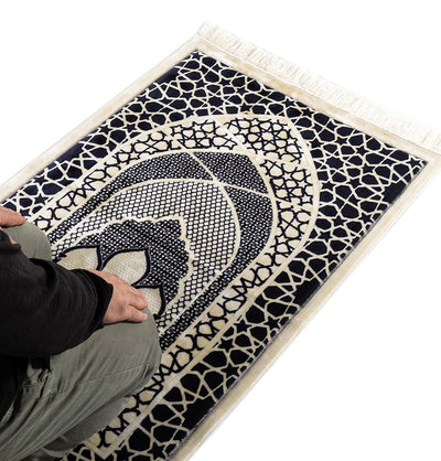 Modefa Prayer Rug Black Saray Plush Islamic Prayer Rug - Black