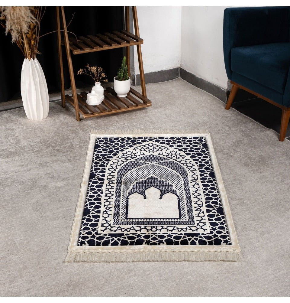 Modefa Prayer Rug Black Saray Plush Islamic Prayer Rug - Black