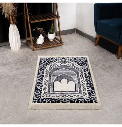 Modefa Prayer Rug Black Saray Plush Islamic Prayer Rug - Black