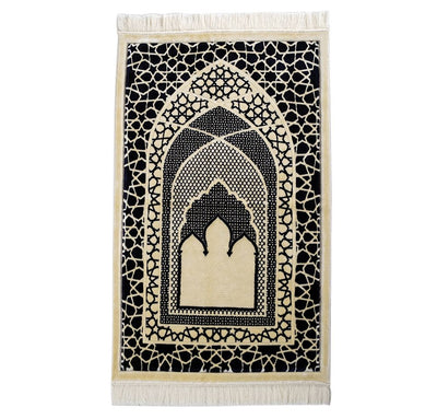 Modefa Prayer Rug Black Saray Plush Islamic Prayer Rug - Black