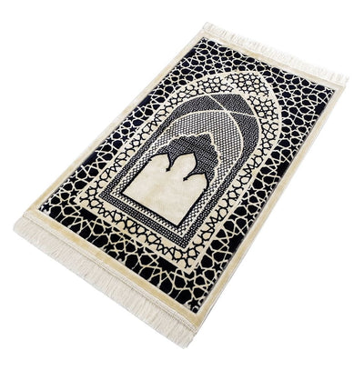 Modefa Prayer Rug Black Saray Plush Islamic Prayer Rug - Black