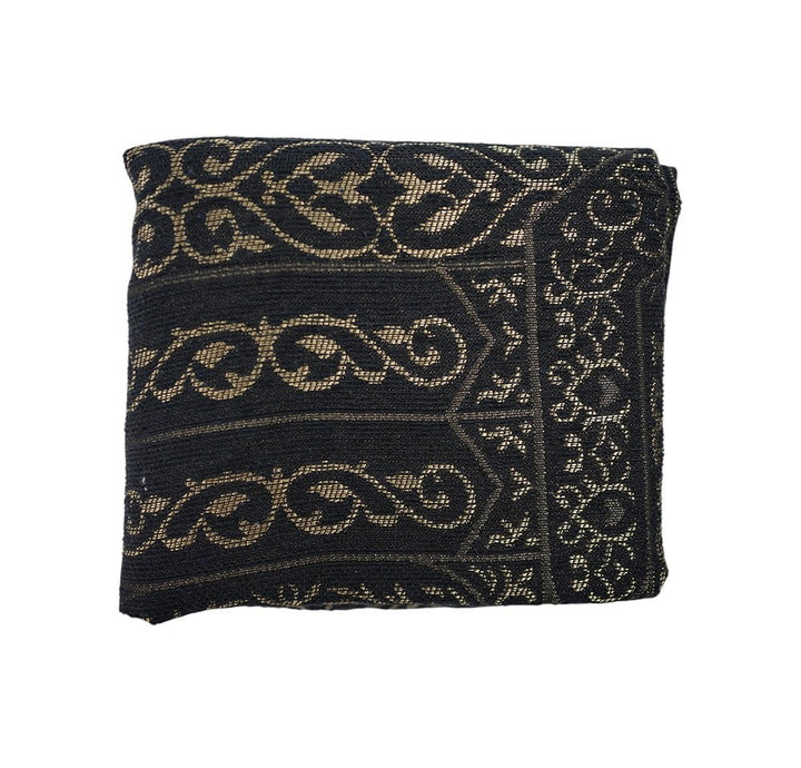Thin Woven Chenille Elegant Kaba Door Islamic Prayer Mat - Black