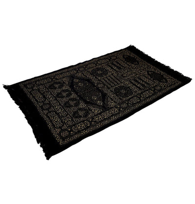 Modefa Prayer Rug Black Thin Woven Chenille Elegant Kaba Door Islamic Prayer Mat - Black