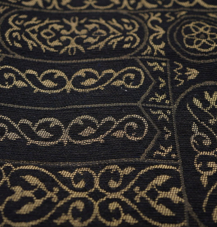 Mecca アンディナブル KICP 1599 Thin Woven Chenille Elegant Kaba Door Islamic Prayer Mat - Black