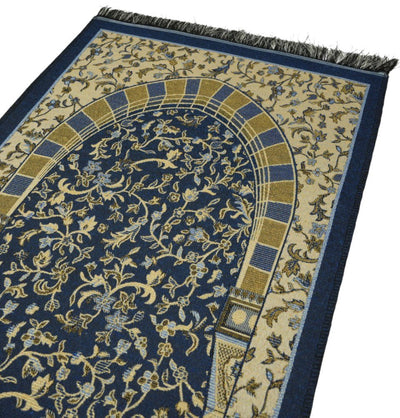 Modefa Prayer Rug Blue Cotton Woven Child Islamic Prayer Mat - Garden Arch - Blue