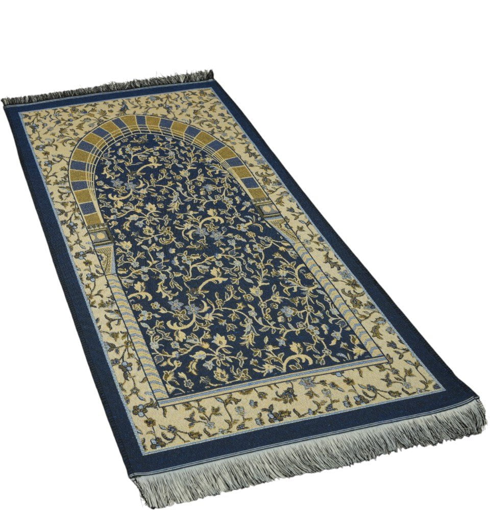 Modefa Prayer Rug Blue Cotton Woven Child Islamic Prayer Mat - Garden Arch - Blue