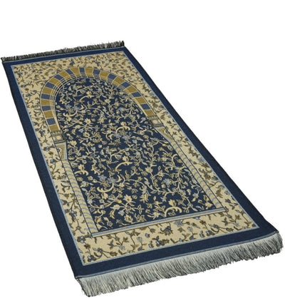 Modefa Prayer Rug Blue Cotton Woven Child Islamic Prayer Mat - Garden Arch - Blue
