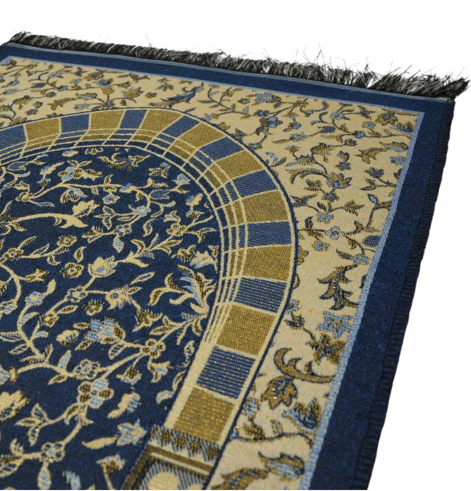 Modefa Prayer Rug Blue Cotton Woven Child Islamic Prayer Mat - Garden Arch - Blue