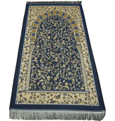 Modefa Prayer Rug Blue Cotton Woven Child Islamic Prayer Mat - Garden Arch - Blue